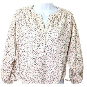 Pinwale Corduroy Top Size S Ditsy Floral Long Tie Sleeves Cottage Core Y2K